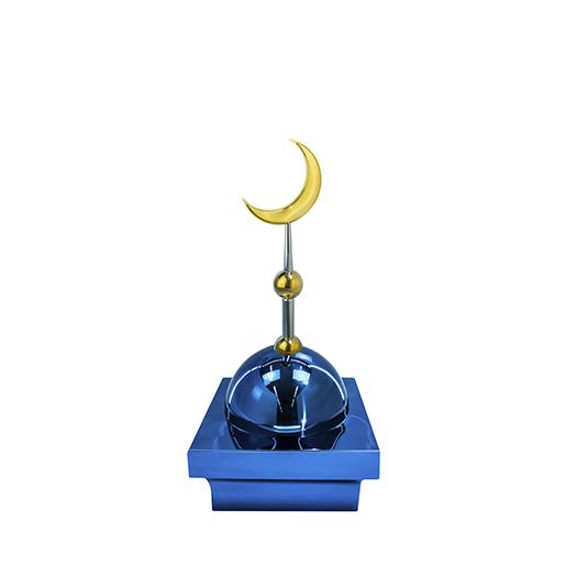 Купол для мазара «Бай» синий - 25.x25, Полумесяц золото объемный Ф-180