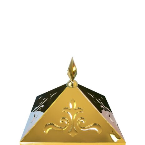 Навершие. Купол на мазар. Золото с орнаментом и золотым декоративным пером. На колонну 39,5 х 39,5 см.
