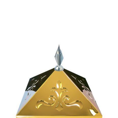 Навершие. Купол на мазар. Золото с орнаментом и декоративным пером серебро. На колонну 39,5 х 39,5 см.