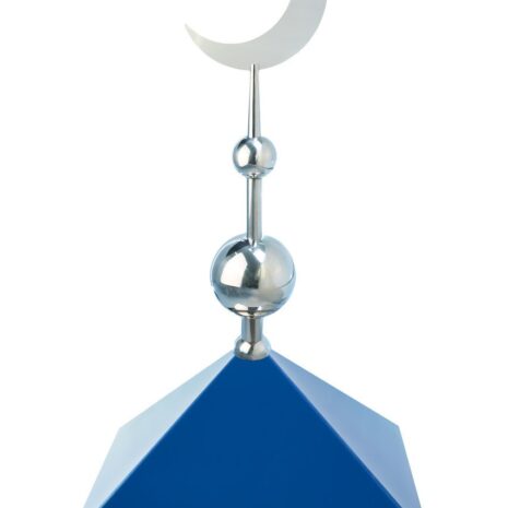 Навершие. Купол на мазар. Цвет синий с плоским полумесяцем d-230 серебро с 2-мя шарами