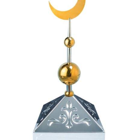 Навершие. Купол на мазар. Серебро с орнаментом и золотым плоским полумесяцем d-230 с 2-мя шарами