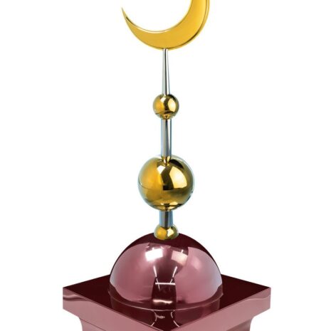Купол "БАЙ" на мазар. Цвет бордо с золотым объемным полумесяцем d-230 с 2-мя шарами. 25,5 х 25,5 см.