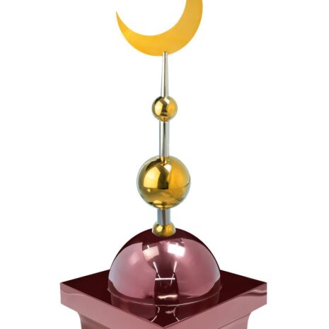 Купол "БАЙ" на мазар. Цвет бордо с золотым плоским полумесяцем d-230 с 2-мя шарами. 25,5 х 25,5 см.