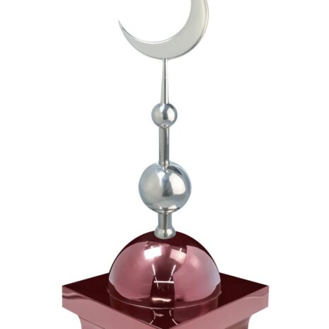 Купол на мазар "БАЙ". Цвет бордо с объемным полумесяцем d-230 серебро с 2-мя шарами. 25,5 х 25,5 см.