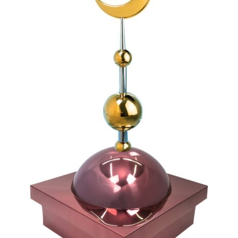 Купол "БАЙ" на мазар. Цвет бордо с золотым объемным полумесяцем d-230 с 2-мя шарами. 39,5 х 39,5 см.
