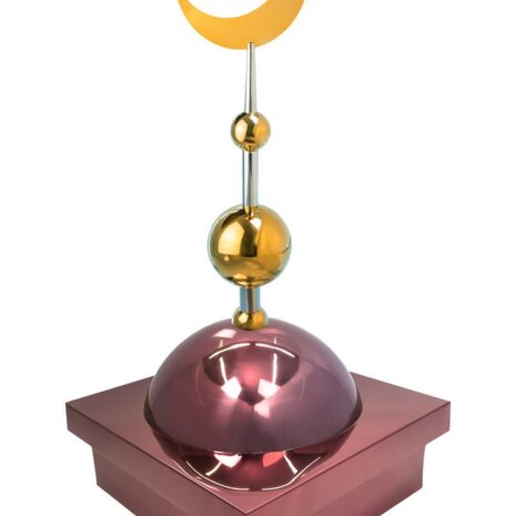 Купол "БАЙ" на мазар. Цвет бордо с золотым плоским полумесяцем d-230 с 2-мя шарами. 39,5 х 39,5 см.