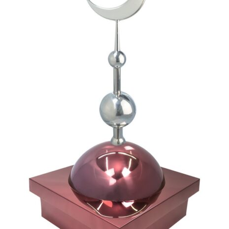 Купол на мазар "БАЙ". Цвет бордо с объемным полумесяцем d-230 серебро с 2-мя шарами. 39,5 х 39,5 см.