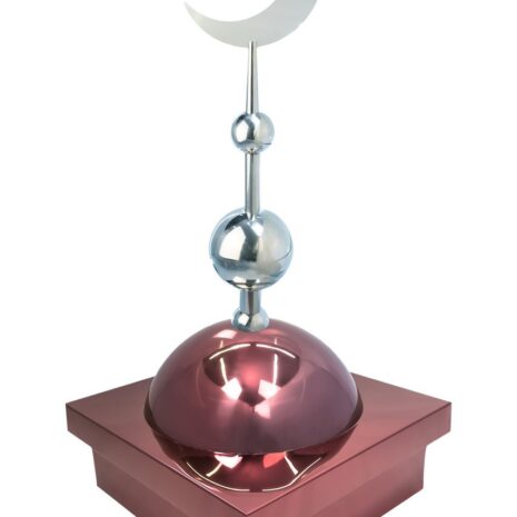 Купол на мазар "БАЙ". Цвет бордо с плоским полумесяцем d-230 серебро с 2-мя шарами. 39,5 х 39,5 см.