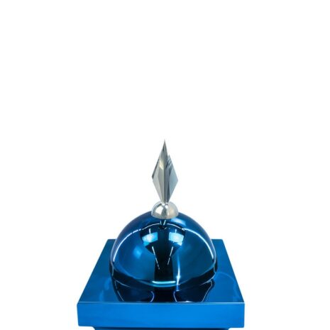 Купол "БАЙ" на мазар. Цвет синий с декоративным пером серебро. На колонну 25,5 х 25,5 см.