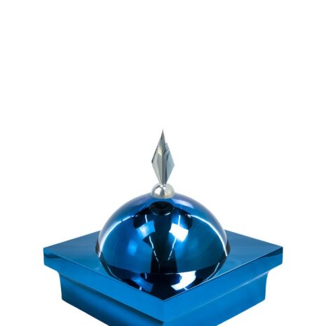 Купол "БАЙ" на мазар. Цвет синий с декоративным пером серебро. На колонну 39,5 х 39,5 см.