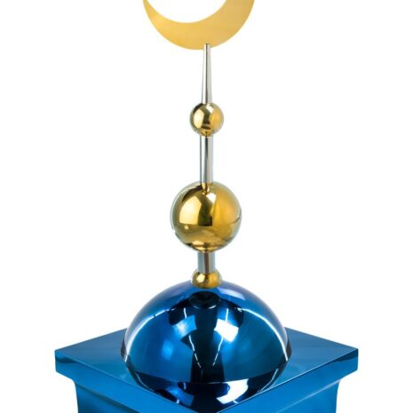 Купол "БАЙ" на мазар. Цвет синий с золотым плоским полумесяцем d-230 с 2-мя шарами. 39,5 х 39,5 см.