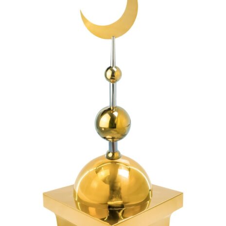 Купол "БАЙ" на мазар. Цвет золото с золотым плоским полумесяцем d-230 с 2-мя шарами. 25,5 х 25,5 см.