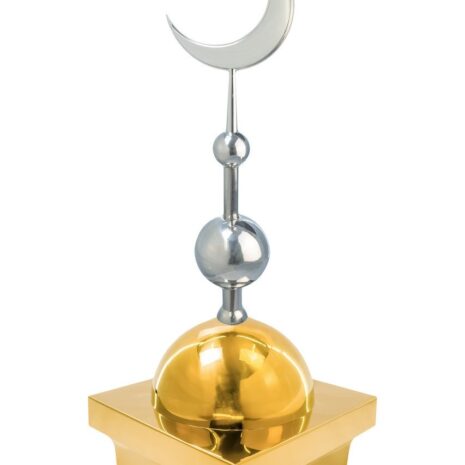 Купол на мазар "БАЙ". Цвет золото с объемным полумесяцем d-230 серебро с 2-мя шарами. 25,5 х 25,5 см.