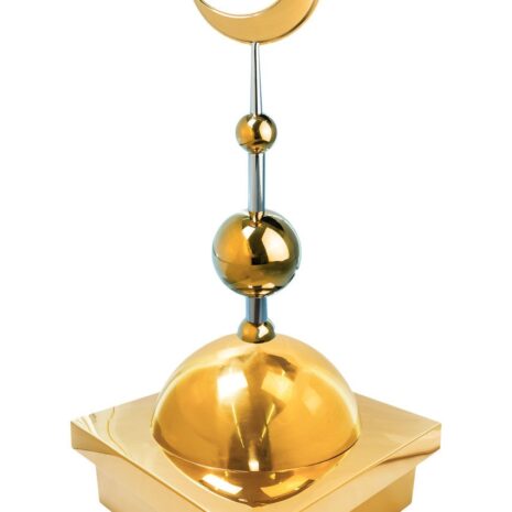 Купол "БАЙ" на мазар. Цвет золото с золотым объемным полумесяцем d-230 с 2-мя шарами. 39,5 х 39,5 см.