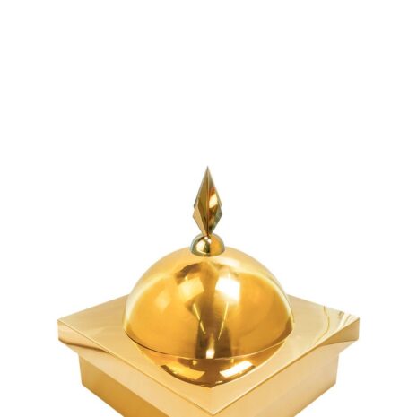 Купол "БАЙ" на мазар. Цвет золото с золотым декоративным пером. На колонну 39,5 х 39,5 см.