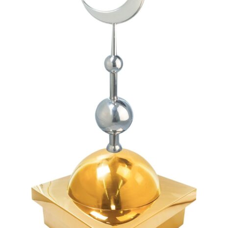 Купол на мазар "БАЙ". Цвет золото с объемным полумесяцем d-230 серебро с 2-мя шарами. 39,5 х 39,5 см.