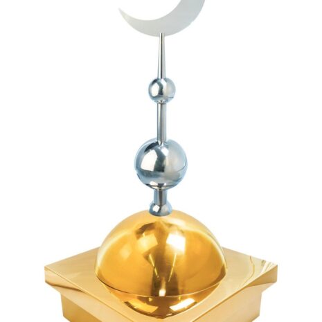Купол на мазар "БАЙ". Цвет золото с плоским полумесяцем d-230 серебро с 2-мя шарами. 39,5 х 39,5 см.