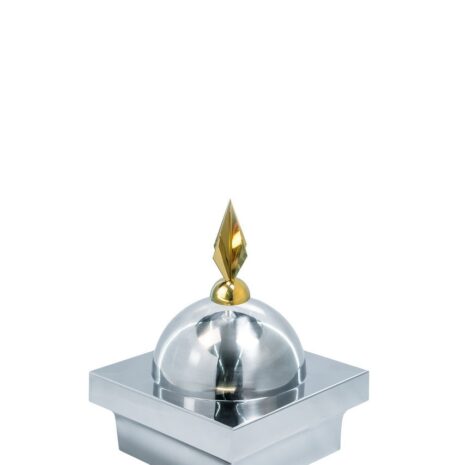 Купол "БАЙ" на мазар. Цвет серебро с золотым декоративным пером. На колонну 25,5 х 25,5 см.