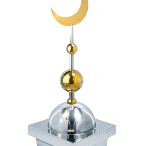 Купол "БАЙ" на мазар. Цвет серебро с золотым плоским полумесяцем d-230 с 2-мя шарами. 25,5 х 25,5 см.