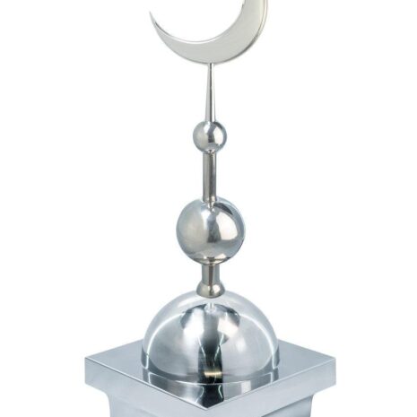 Купол на мазар "БАЙ". Цвет серебро с объемным полумесяцем d-230 серебро с 2-мя шарами. 25,5 х 25,5 см.