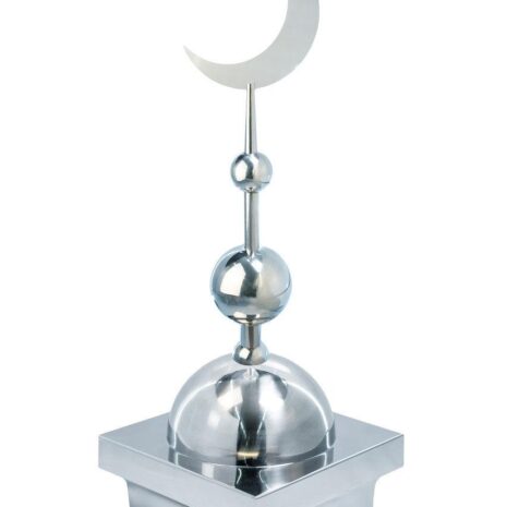 Купол на мазар "БАЙ". Цвет серебро с плоским полумесяцем d-230 серебро с 2-мя шарами. 25,5 х 25,5 см.