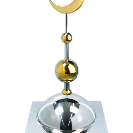 Купол "БАЙ" на мазар. Цвет серебро с золотым объемным полумесяцем d-230 с 2-мя шарами. 39,5 х 39,5 см.