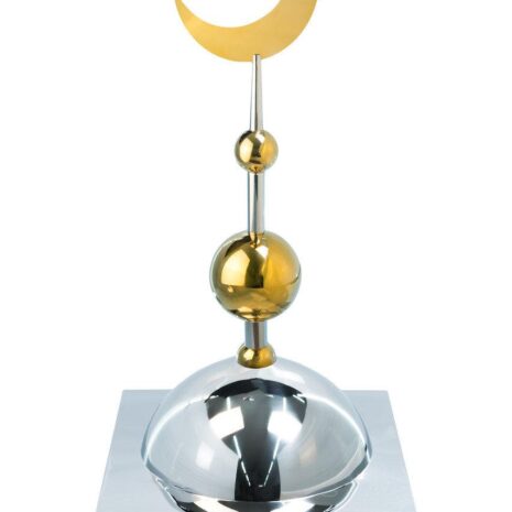 Купол "БАЙ" на мазар. Цвет серебро с золотым плоским полумесяцем d-230 с 2-мя шарами. 39,5 х 39,5 см.