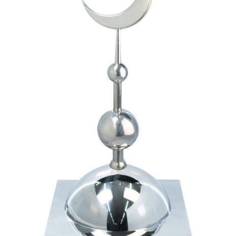 Купол на мазар "БАЙ". Цвет серебро с объемным полумесяцем d-230 серебро с 2-мя шарами. 39,5 х 39,5 см.