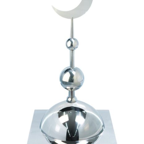 Купол на мазар "БАЙ". Цвет серебро с плоским полумесяцем d-230 серебро с 2-мя шарами. 39,5 х 39,5 см.
