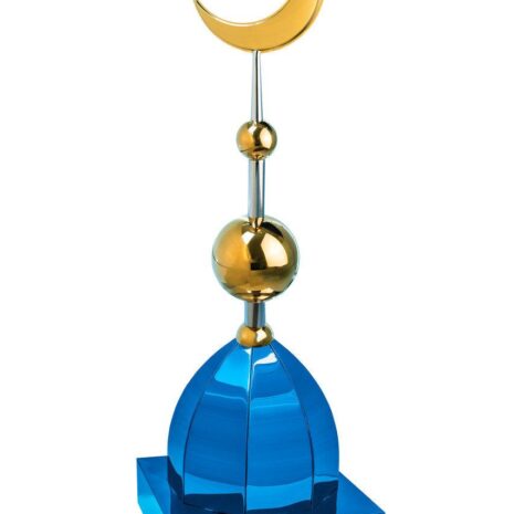 Купол на мазар "ШАХ". Цвет синий с золотым объемным полумесяцем d-230 с 2-мя шарами. На колонну 25,5 х 25,5 см