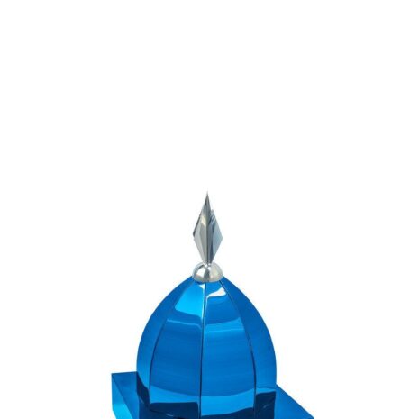 Купол на мазар "ШАХ". Цвет синий с декоративным пером серебро. На колонну 25,5 х 25,5 см.