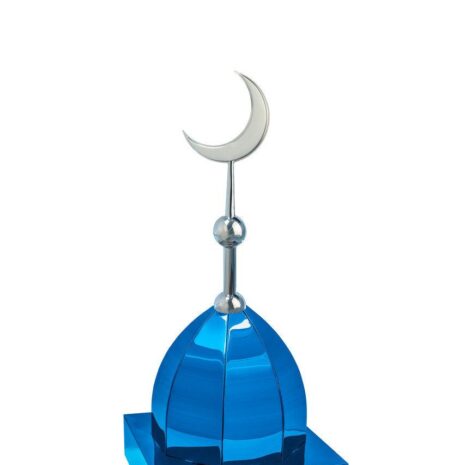 Купол на мазар "ШАХ". Цвет синий с объемным полумесяцем d-180 серебро. На колонну 25,5 х 25,5 см.