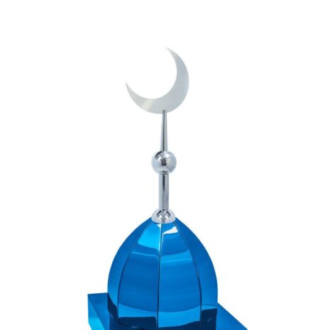 Купол на мазар "ШАХ". Цвет синий с плоским полумесяцем d-180 серебро. На колонну 25,5 х 25,5 см.