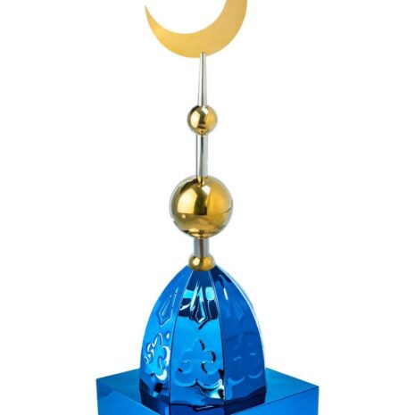 Купол на мазар "ШАХ". Синий с орнаментом и золотым плоским полумесяцем d-230 с 2-мя шарами