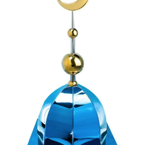 Купол на мазар "ШАХ". Цвет синий с золотым объемным полумесяцем d-230 с 2-мя шарами. На колонну 39,5 х 39,5 см