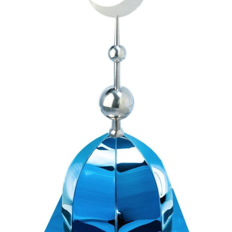 Купол на мазар "ШАХ". Синий с плоским полумесяцем d-230 с 2-мя шарами серебро. На колонну 39,5 х 39,5 см.