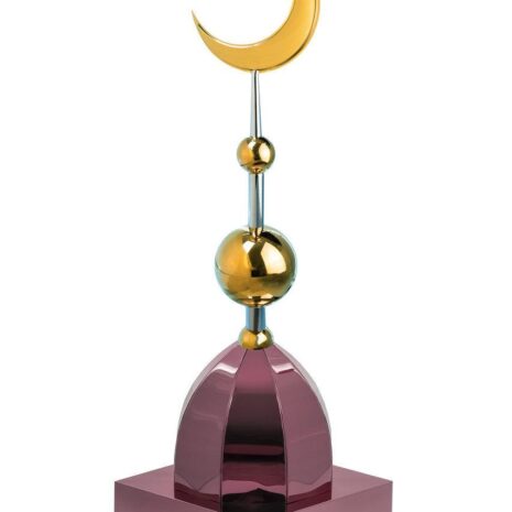Купол на мазар "ШАХ". Цвет бордо с золотым объемным полумесяцем d-230 с 2-мя шарами. На колонну 25,5 х 25,5 см