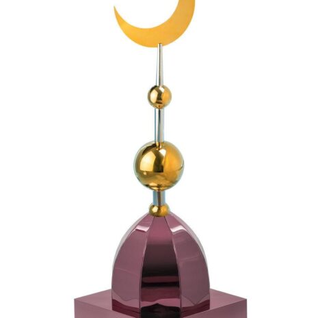 Купол на мазар "ШАХ". Цвет бордо с золотым плоским полумесяцем d-230 с 2-мя шарами. На колонну 25,5 х 25,5 см.
