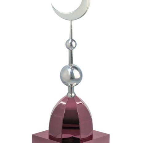 Купол на мазар "ШАХ". Цвет бордо с объемным полумесяцем d-230 серебро с 2-мя шарами. На колонну 25,5 х 25,5 см