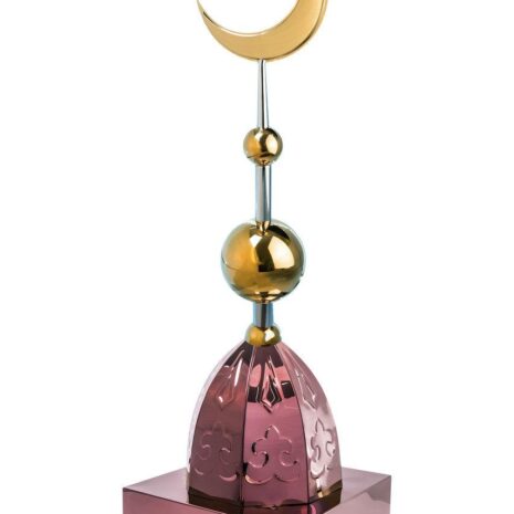 Купол на мазар "ШАХ". Бордо с орнаментом и золотым объемным полумесяцем d-230 с 2-мя шарами