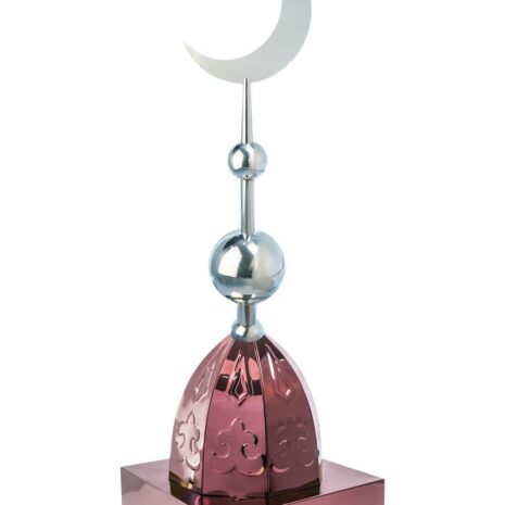 Купол на мазар "ШАХ". Бордо с орнаментом и плоским полумесяцем d-230 серебро с 2-мя шарами