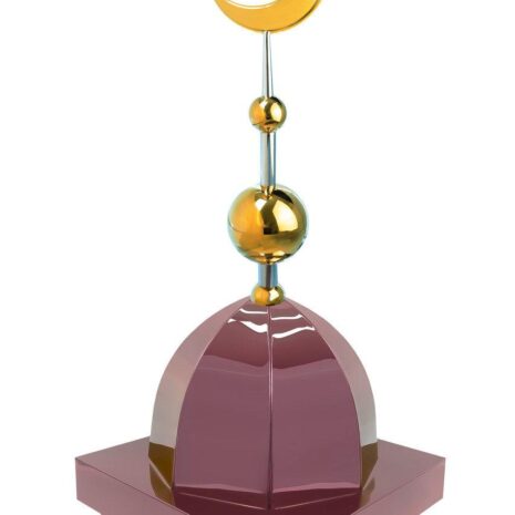 Купол на мазар "ШАХ". Цвет бордо с золотым объемным полумесяцем d-230 с 2-мя шарами. На колонну 39,5 х 39,5 см