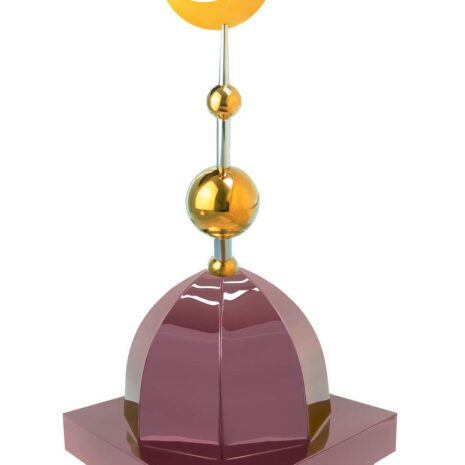 Купол на мазар "ШАХ". Цвет бордо с золотым плоским полумесяцем d-230 с 2-мя шарами. На колонну 39,5 х 39,5 см.