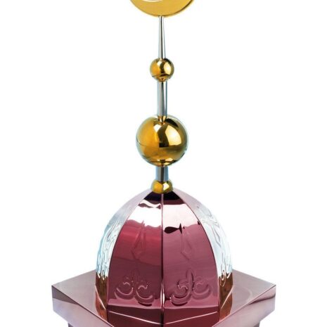Купол на мазар "ШАХ". Бордо с орнаментом и золотым объемным полумесяцем d-230 с 2-мя шарами. 39,5 х 39,5 см.