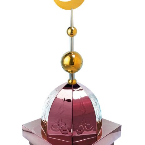 Купол на мазар "ШАХ". Бордо с орнаментом и золотым плоским полумесяцем d-230 с 2-мя шарами. 39,5 х 39,5 см.