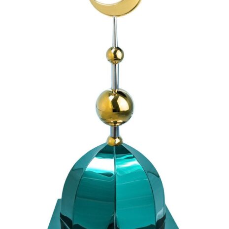 Купол на мазар "ШАХ". Цвет зеленый с золотым объемным полумесяцем d-230 с 2-мя шарами. На колонну 39,5 х 39,5