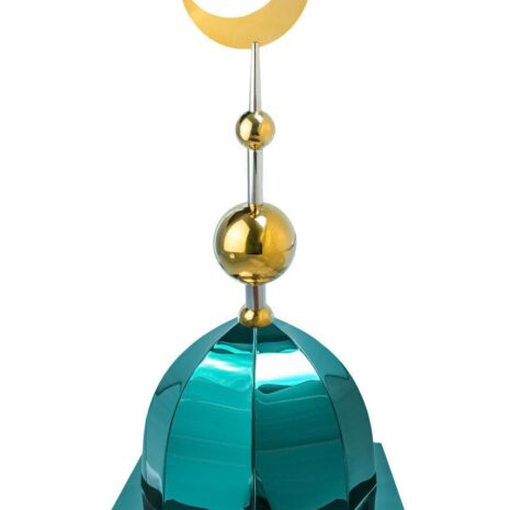 Купол на мазар "ШАХ". Цвет зеленый с золотым плоским полумесяцем d-230 с 2-мя шарами. На колонну 39,5 х 39,5