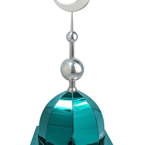 Купол на мазар "ШАХ". Цвет зеленый с объемным полумесяцем d-230 серебро с 2-мя шарами. На колонну 39,5 х 39,5