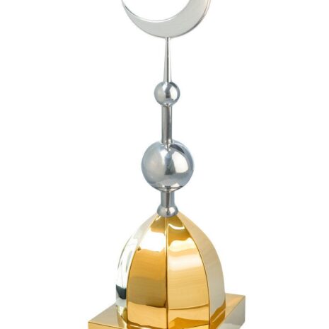 Купол на мазар "ШАХ". Цвет золото с объемным полумесяцем d-230 серебро с 2-мя шарами. На колонну 25,5 х 25,5