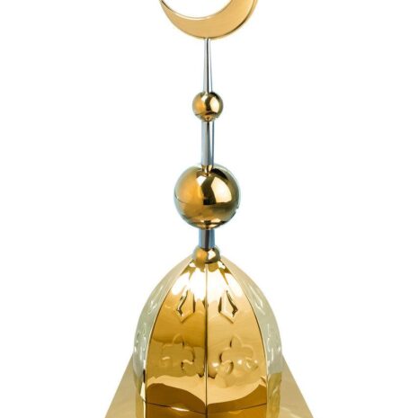 Купол на мазар "ШАХ". Золото с орнаментом и золотым объемным полумесяцем d-230 с 2-мя шарами